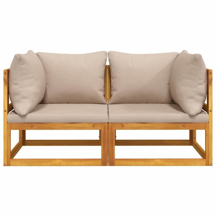 VidaXL Canapés d'Angle Sectionnels avec Coussins 2 pcs, Sièges avec Dossier, Mobilier de Jardin Terrasse Extérieur, Taupe 360000