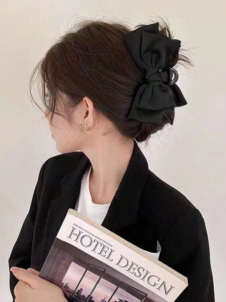 1 bow grab clip cute and sweet back hair clip women's Spring Summer Shark hair clip premium sense headdress