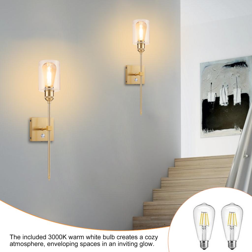 Luxury Gold Wall Light Touch Control Dimmable LED Wall Sconce Rechargeable Wall Lamp with 3000K