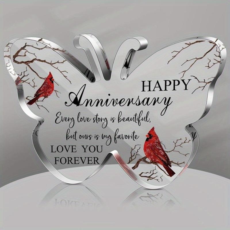 Happy Anniversary Cardinal Gift For Women Anniversary Wedding Gifts Anniversary Acrylic Valentines Day Gifts For Her Him Couple Wife Husband 11*9cm