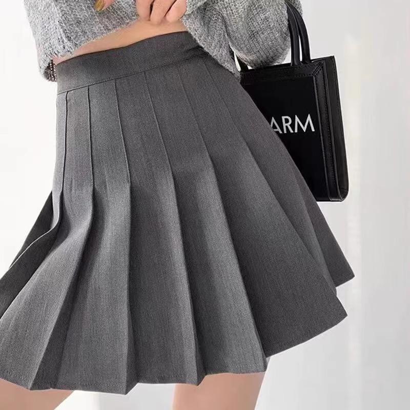 Women High Waist A-Line Pleated Mini Skirt Casual Slim Anti Chafe Liner Skirt For Spring Summer Autumn Daily Wear