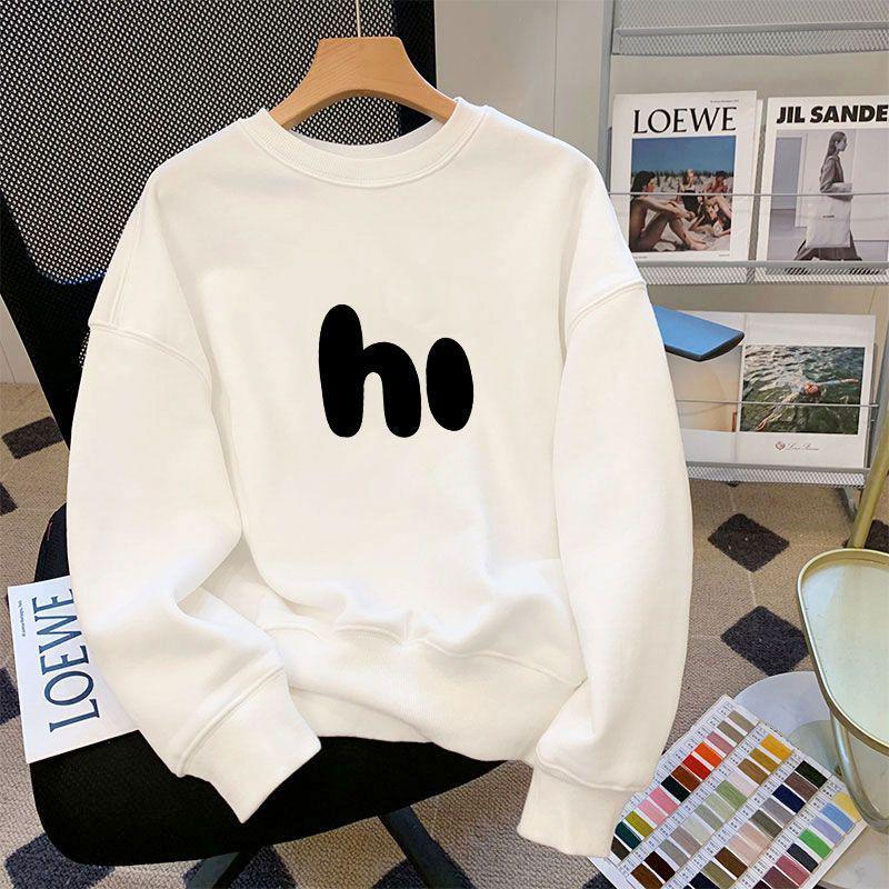 Men's Loose Fit Round Neck Hoodie - Thickened Velvet, Trendy American Style, Long Sleeve, Autumn/Winter.