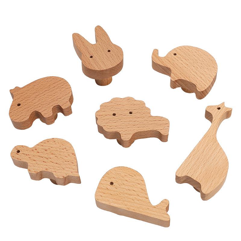 Wooden Animal Cabinet Handles Wood Cloud Hooks Furniture Handles for Cabinets and Drawers Door Knobs Kitchen Wardrobe Door Pulls