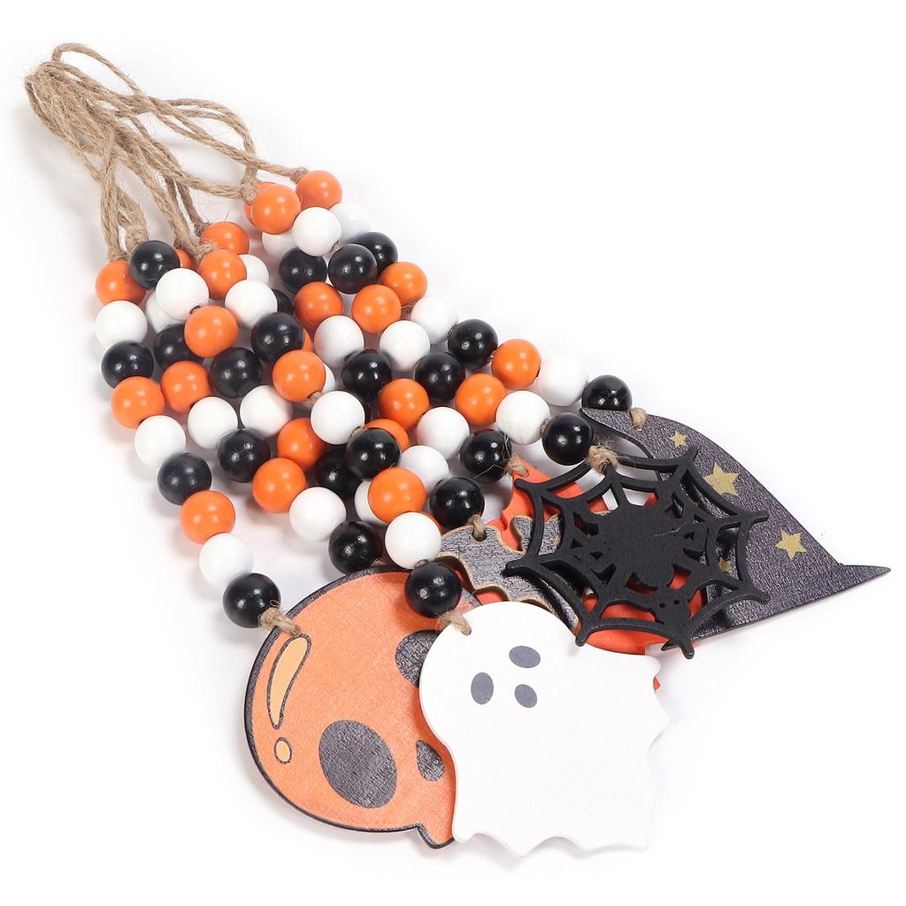 8 Pieces Halloween Farmhouse Bead Garland Wooden Pumpkin Wall Hanging Garland Ornaments for Hallowee