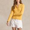 Polo Ralph Lauren SS24 Solid Color Logo Embroidered Single-Breasted Long Sleeve Slim Fit Knit Top Women tops Yellow WMPOSWENDW20264-700