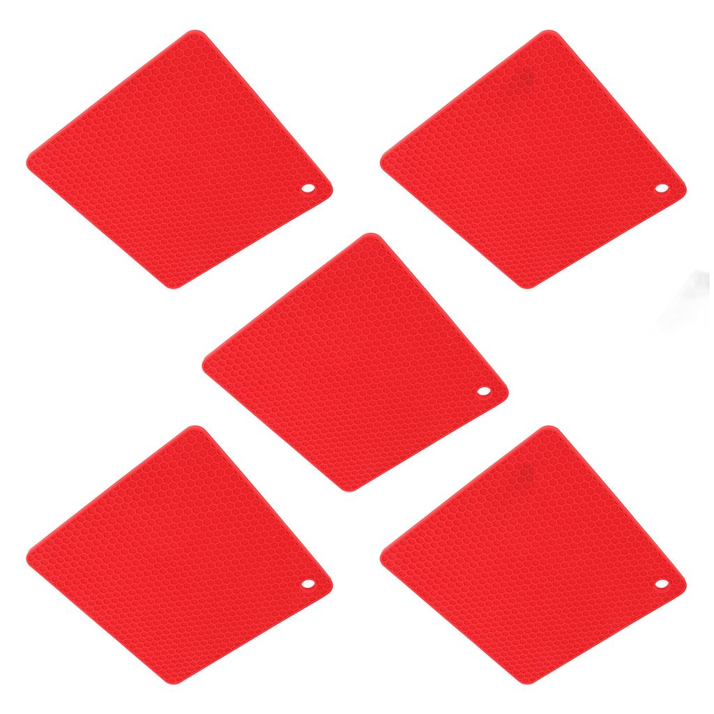 5pcs Silicone Pot Holders Mat Heat Resistant Anti Slip Square Honeycomb Trivet Mat Hot Pads for