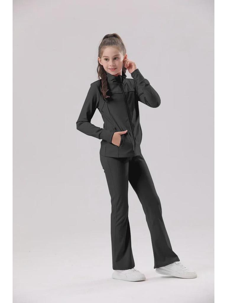 European & American UV-Proof Breathable Women's Yoga Jacket for Autumn/Winter - Solid Color, Long-Sleeved, Sports & Outdoor Use