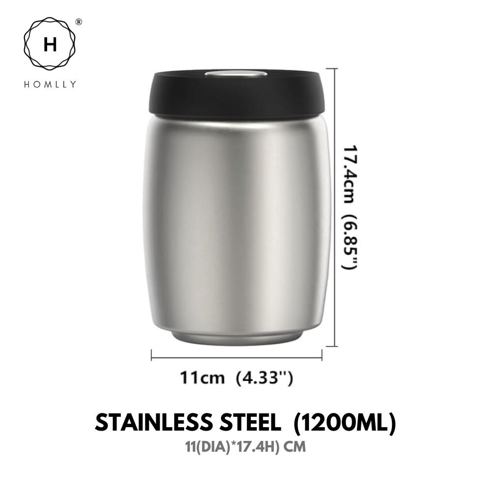 Homlly Luft Food Coffee Storage Vacuum Stainless Steel Canister Container with Airtight Lid (X2PCS)