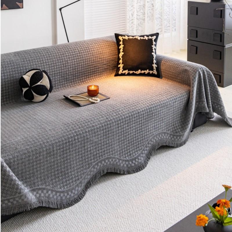 All-Season Universal Minimalist Modern Anti-Cat Scratch Non-Slip Washable Couch Cover Soft Mats  Chenille Sofa Throw Cover