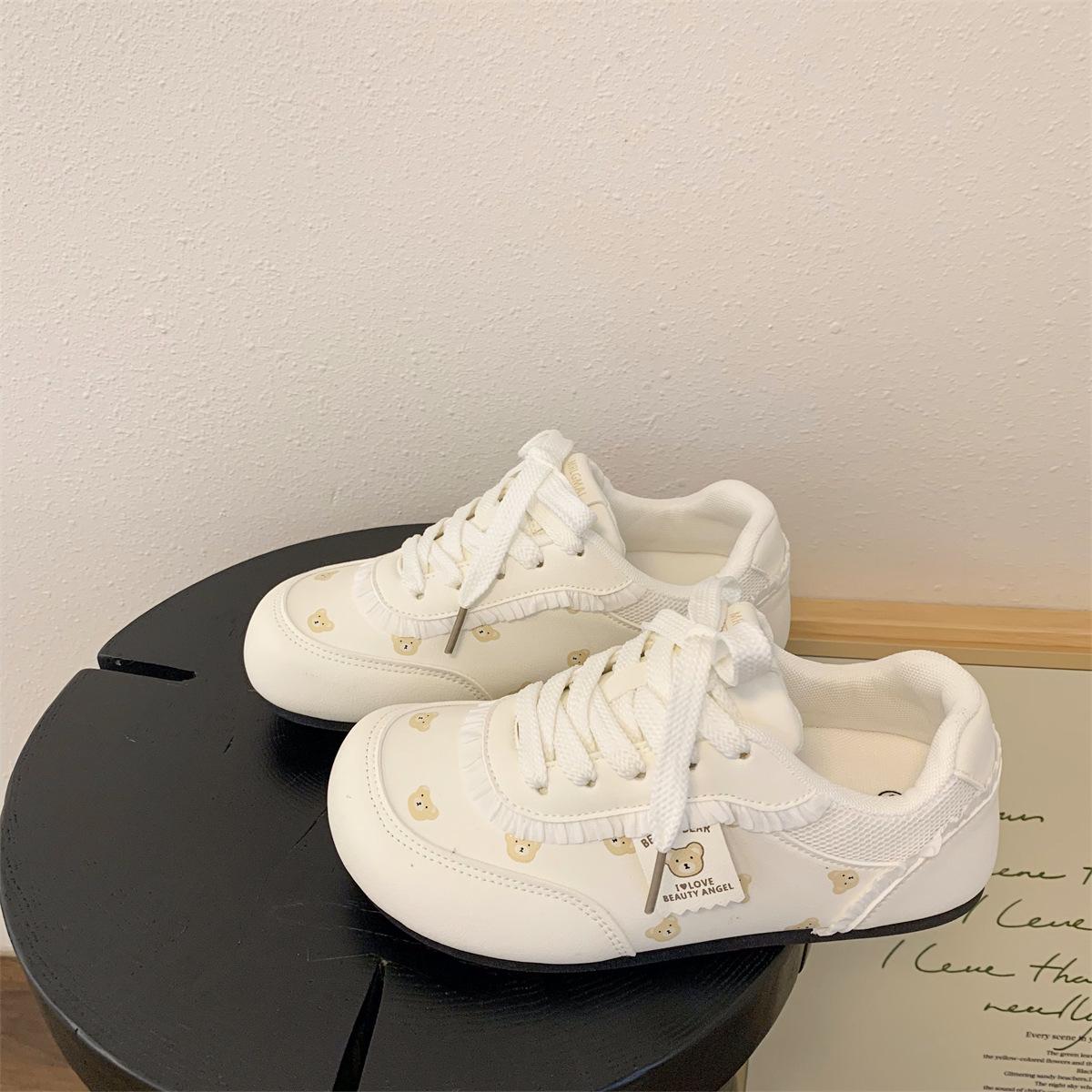 

Flat-bottomed German training shoes women s 2025 summer bear print Korean version ins Internet celebrity leisure sports canvas Forrest Gump board shoe 35