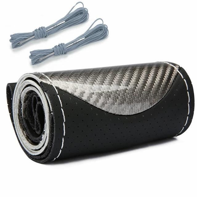 

Автомобильный спортивный руль, чехол из углеродного волокна, сделай сам, ручная вышивка, протектор из искусственной кожи, плетеный чехол