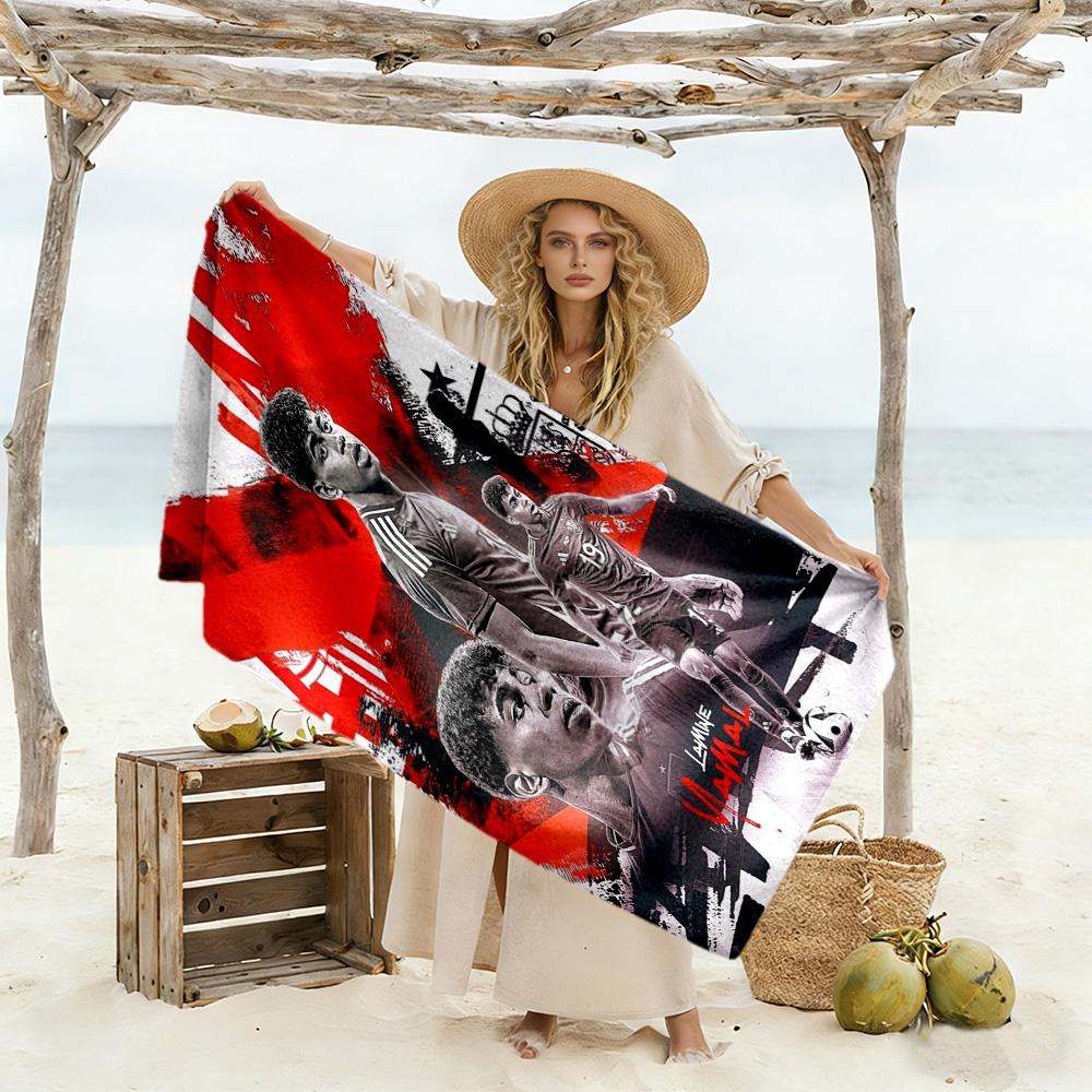Lamine Yamal Lamina Final Football Artwork Beach Towel Soft Durable Quick-Dry Comfortable Lightweight Suitable for Swimming, Gym, Camping, Yoga Vacati
