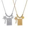 Fashionable Gold Plated Coconut Tree Necklace Stainless Steel Chain With Floral Accent Jewelry For Daily Wear