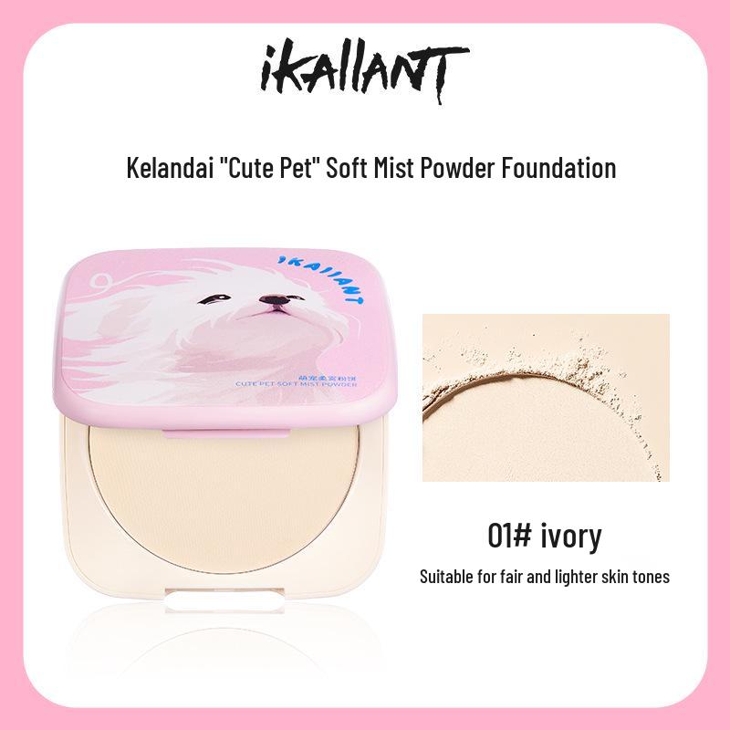 Kelandai Cute Pet Soft Mist Powder Foundation: Translucent Matte, Long-Lasting, Brightening, and Flawless Base Makeup. 20g