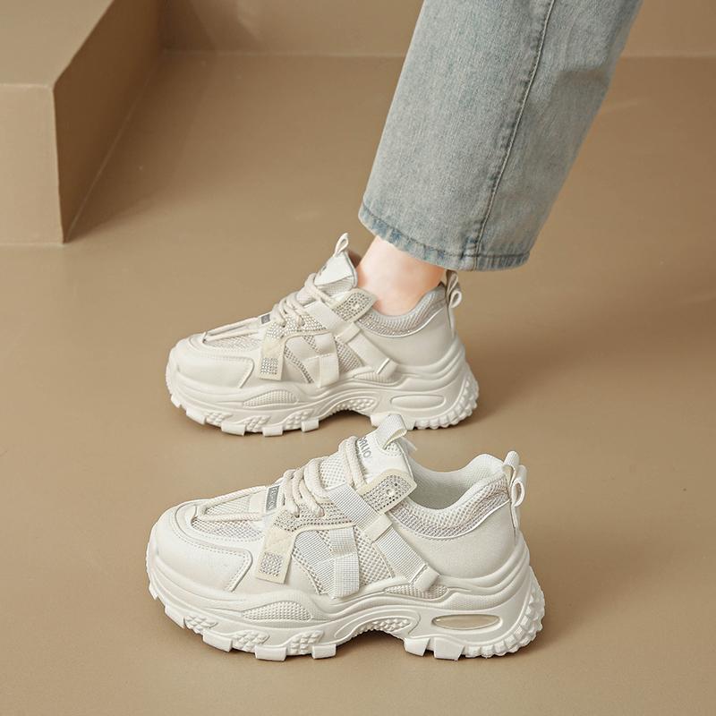 

CRLAYDK Women Chunky Sneakers Platform White Mesh Casual Dad Shoes Ladies Comfortable Wedge Sport Walking Tennis 35