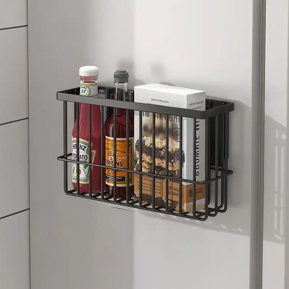 Wall Hanging Magnetic Storage Basket Refrigerator Side Storage Rack  Household Organization
