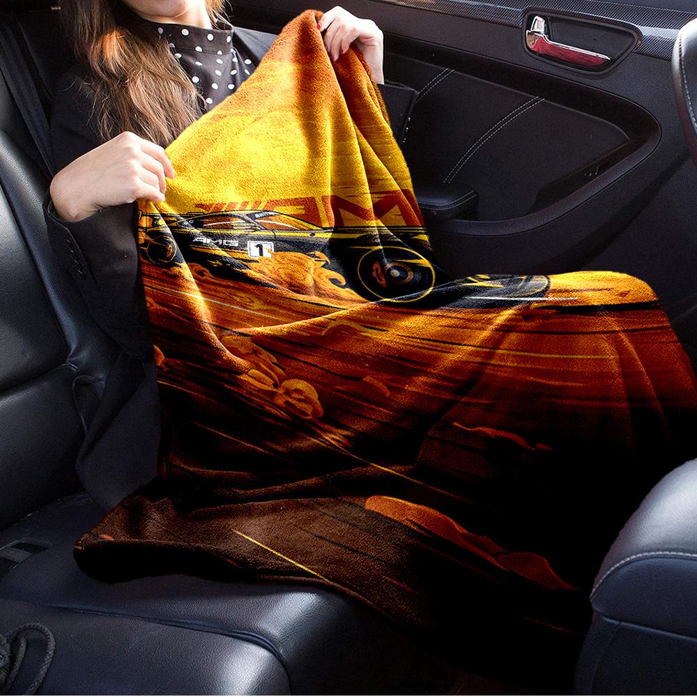 For RacingCar,AMG,Speed-Themed Flannel Blanket, Glam Style, Digital Print, All-Season Comfort, Tear-Resistant, Knitted Craftsmanship, Polyes