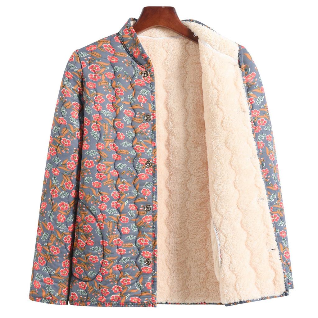 Damen Herbst Winter Lammwolle Baumwolle Wattierter Mantel für Mütter Warme Fleecegefütterte Verdickte Mittleren Alters Damen Baumwolljacke Kleine Wattierte Oberbekleidung