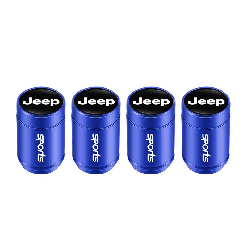 For Jeep 4Pcs Aluminum Alloy Car Tire Valve Cap Dust Cover Accessories For Jeep Grand Cherokee Wrangler JK Gladiator Compass