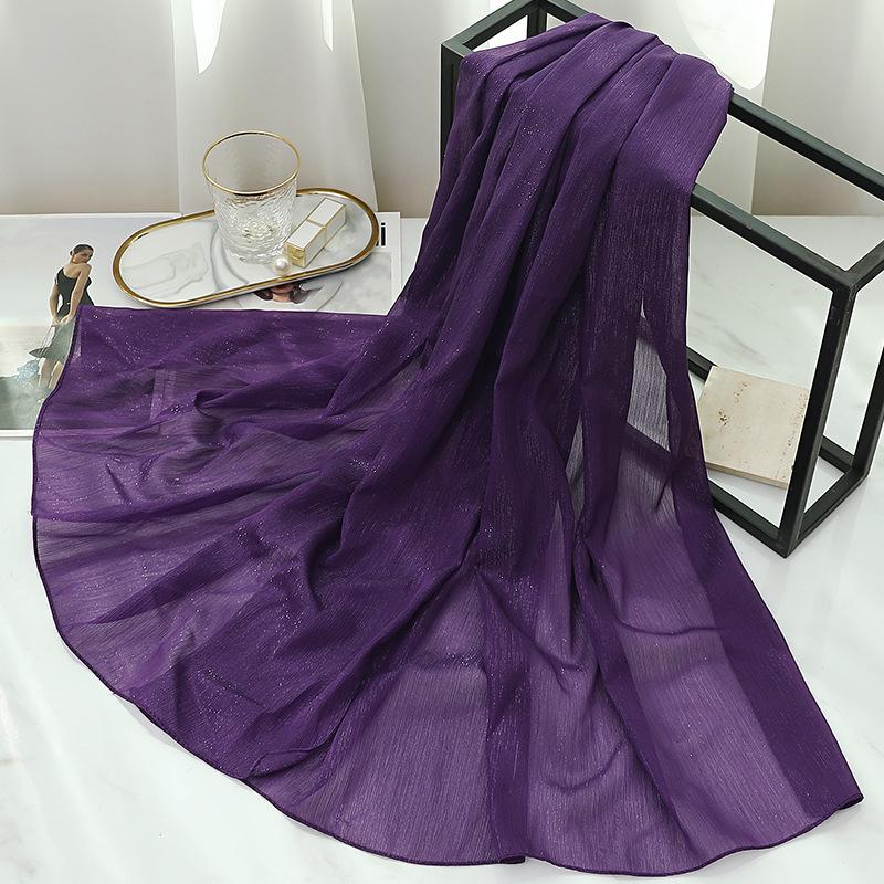 170X70Cm Silk Scarf Shawl Solid Southeast Asian Headscarf Large Travel Shawl Versatile Textured Chiffon Scarf Wrap Poncho Hijabs