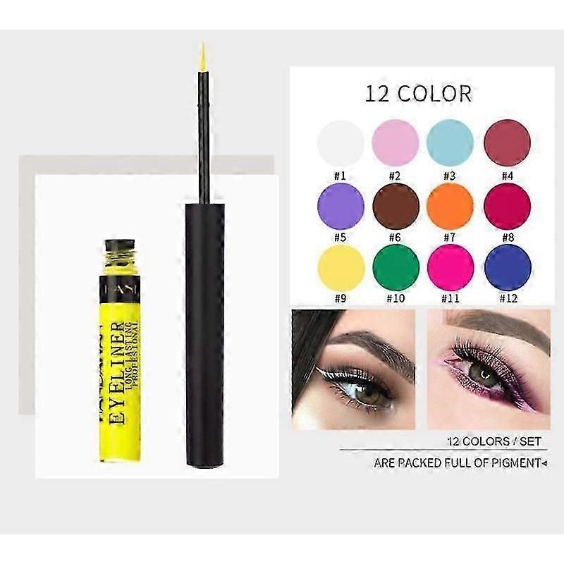 HANDAIYAN 12 Colors/pack Matte Colorful Eyeliner Kit Waterproof Eye Liner