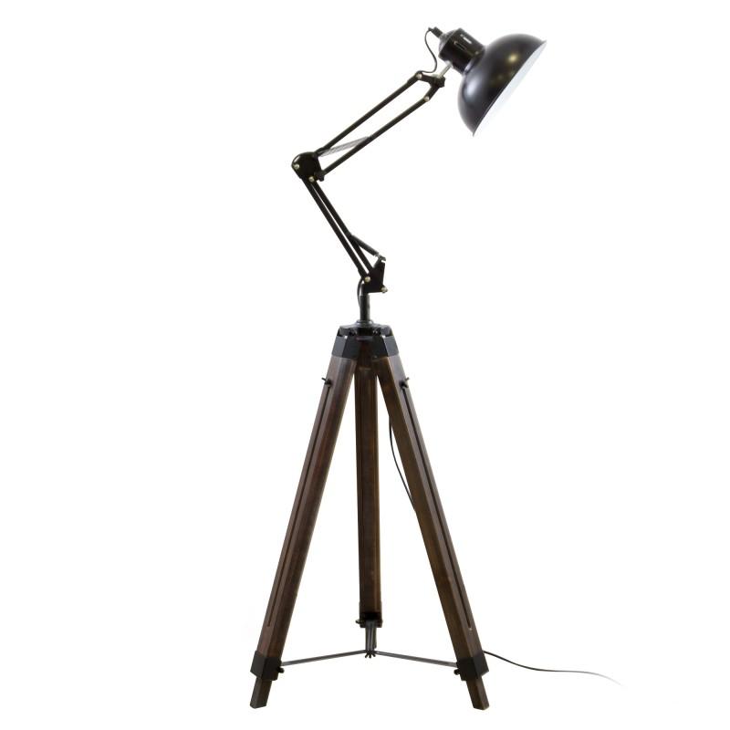 Gasoline - Office Vielli - Lampadaire Décoratif - Bois Et Métal - Pied 170 Cm - Abat-jour 20 Cm