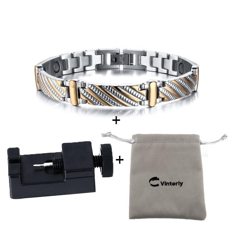 

Vinterly Steel Magnetic Bracelet Male Hand Chain Health Energy Bracelet Men Stainless Steel Bio Magnetic Bracelets For Men Women