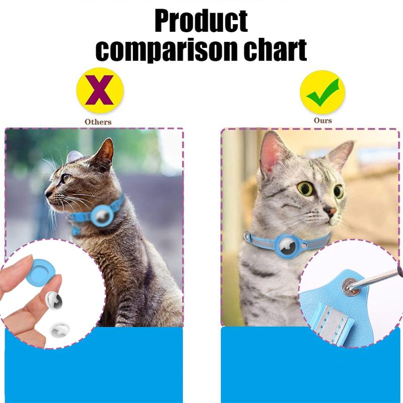 New! Cat Tracking Collar Adjustable Anti-lost Reflective Design Protective Collar Compatible For Airtag