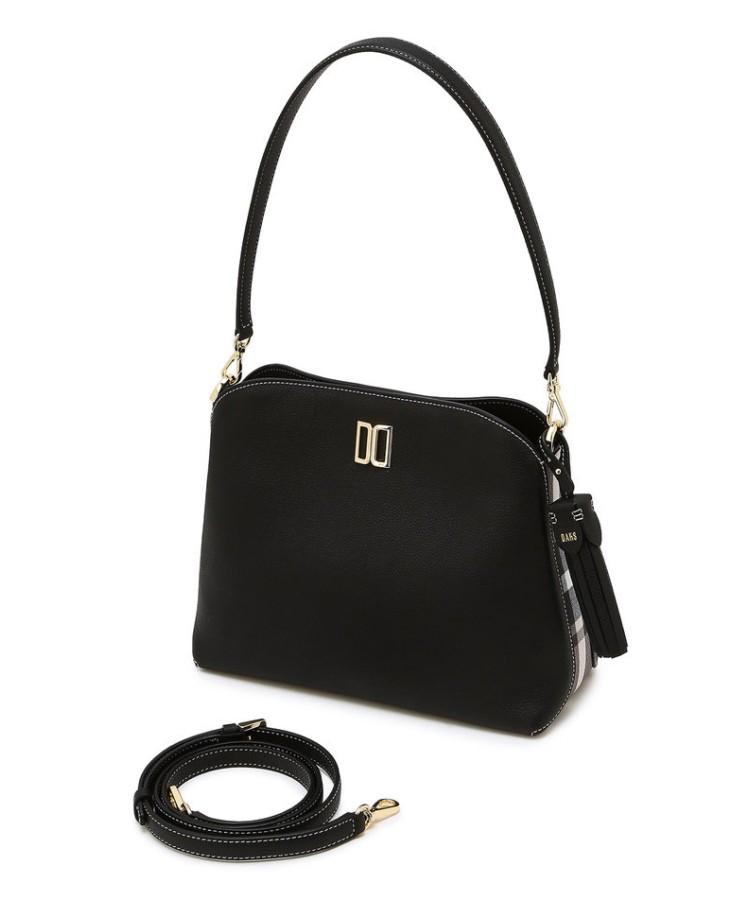 Daks Womens Accessories Black Dd Logo Cowhide Shoulder Bag_Dcba6E751Bk