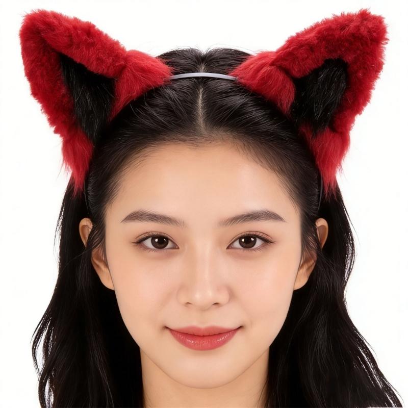 Realistic Wolf Ears Hairband Furry Headbands Plush for Coser Role Play and Photography Props