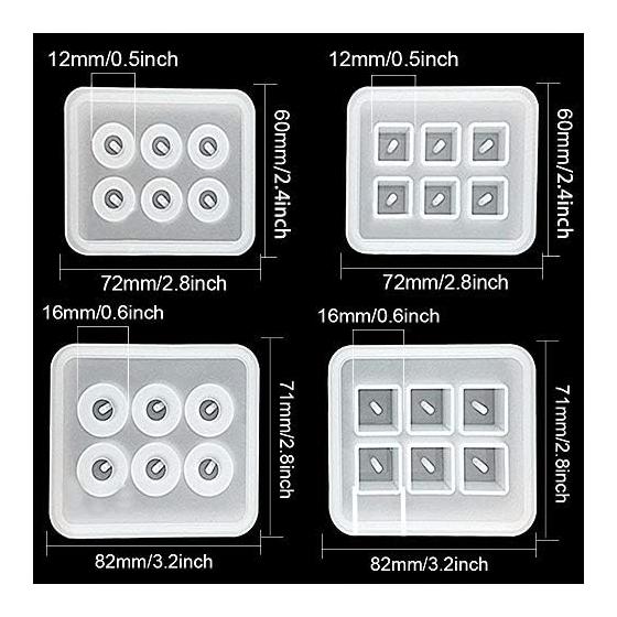Silicone Mold Sphere Round Earring Ball Perforated 3D Square Ball Set of 4 Hole Epoxy Resin UV Resin Mold DIY Mold Handmade Bead Mold Cutting Mold