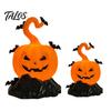 Lighted Halloween Props LED Candle Light Figurine, Bat Tombstone Glowing Tabletop Ornament, Warm Spooky Gothic Decoration Pumpkin Decor Prop