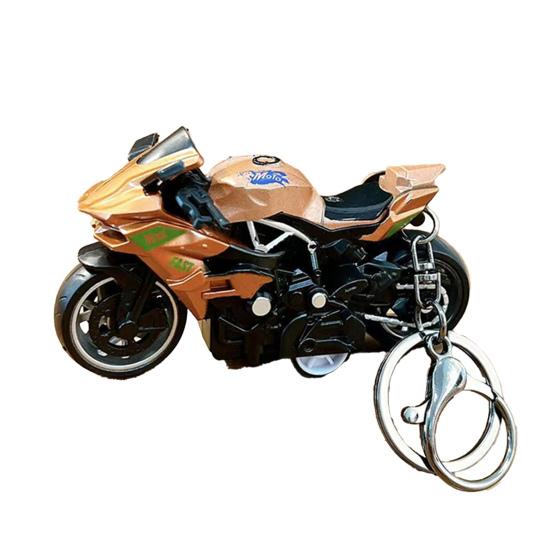 Motorcycle Cartoon Keychain Pendant with Double-Ring Hook Anti-Detachable Design Decompression Tool Keychain Accessory