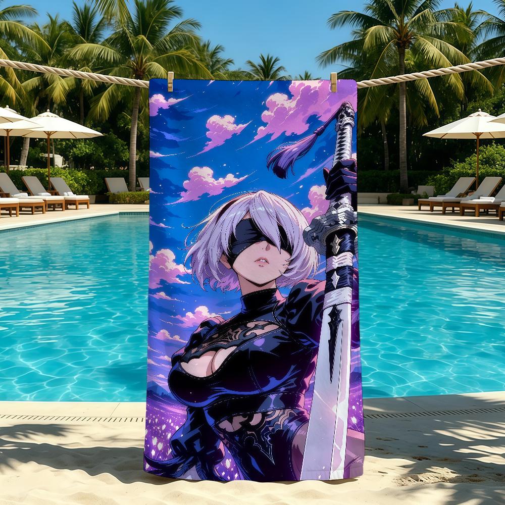 Towel For Outdoor Camping Game 2B Beach Towel Super Absorbent Quick-Drying Summer Nier Anime Automata Towel