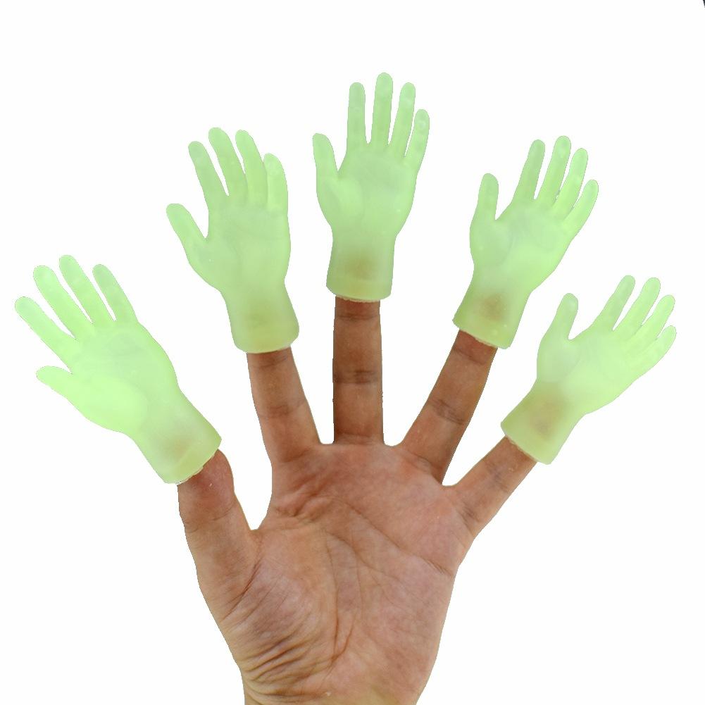 2 stk Lysende Sjov Fingerlegetøj Kreative Mini Fingerhandsker Nyhed Børnelegetøj Lille Håndmodel Halloween Gaver til Voksne Børn