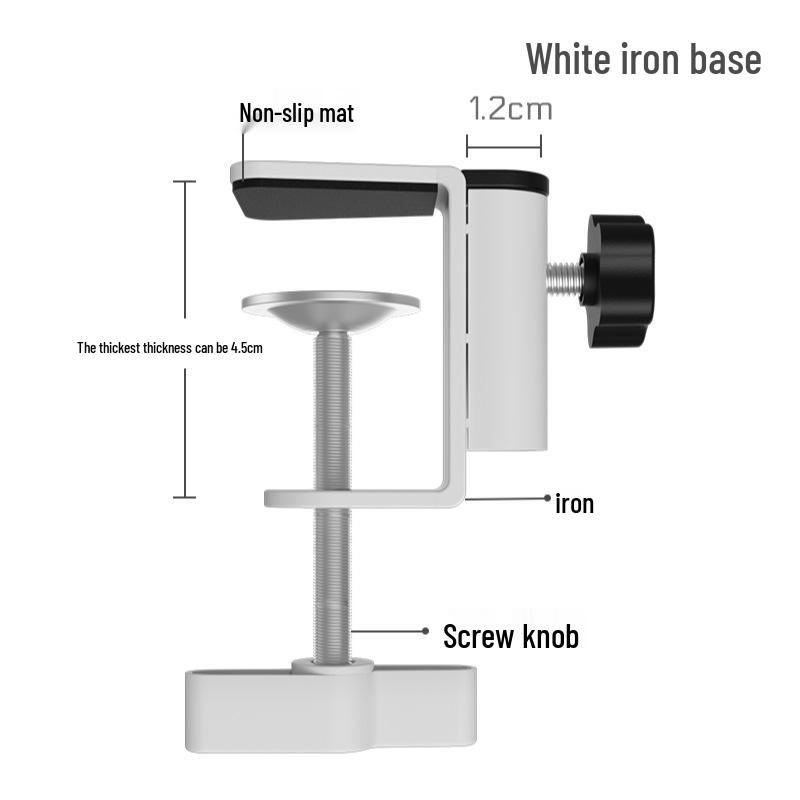 Lazy Person Phone Live Stream Stand with Mic Clip and Stable Boom Base
