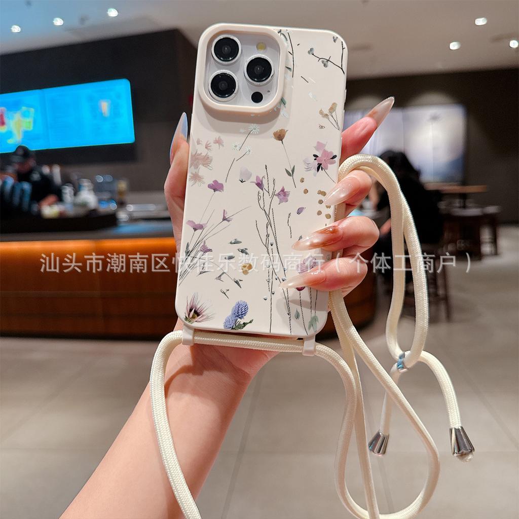 Small floral for Apple 16/15/14/13/12/11 mobile phone case crossbody back iPhone17PRO MAX