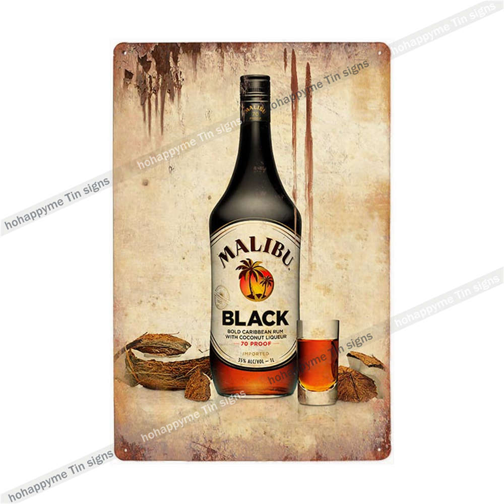 

Malibu Tin Sign Rum Metal Painting Plaque For Bar Pub Club Cafe Wall Sticker Decoration Family Poster Plates 20x30cm 20x30cm（7.8x11.8inch）