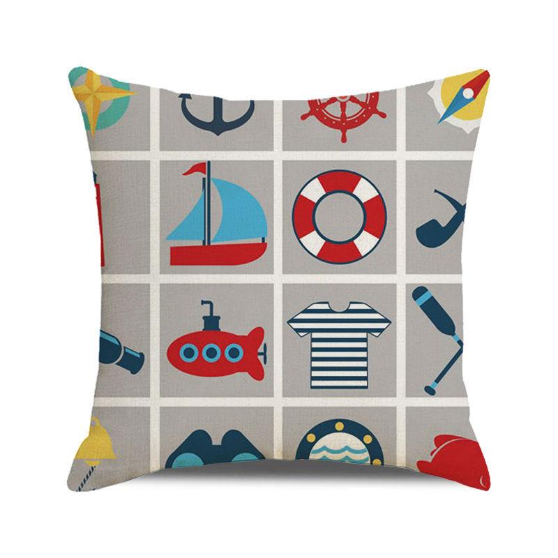 Watercolor Maritime-themed Logo Digital Printing Short Plush Pillow Covers for Car Sofa Office Cushion Cover Home Goods