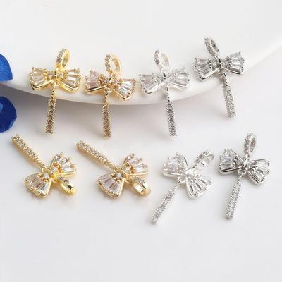 14K Gold Filled Zirkon Schleife Quaste Anhänger Charm für DIY Schmuck