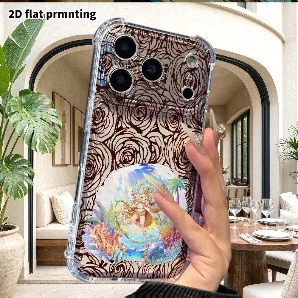 Phone Case: 2D Flat Design, Fits iPhone 18 17 16 15 14 13 Pro, Transparent Four-corner Protection Case, Beast-eared Girl, Christmas and Halloween Gift