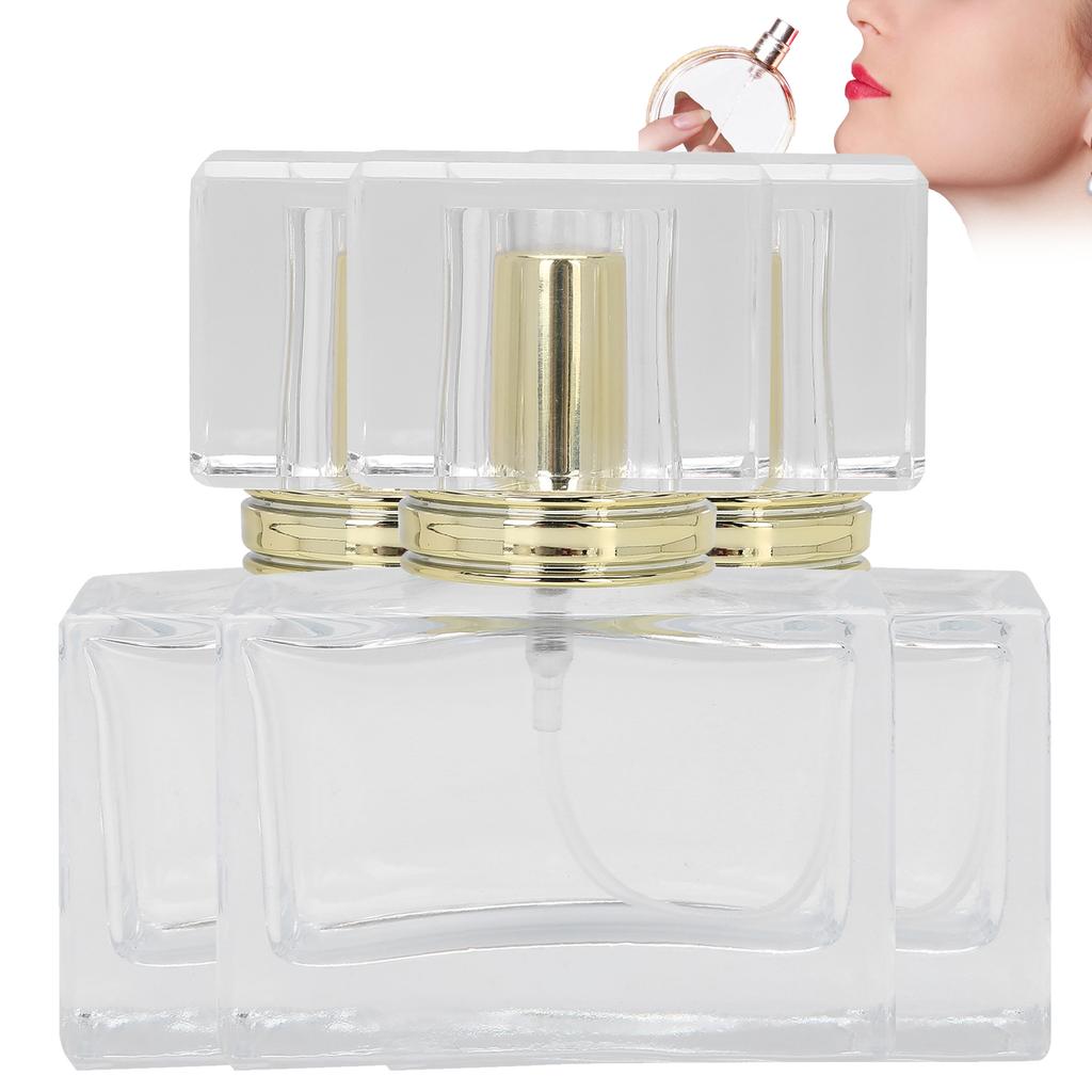 3pcs Glass Empty Perfume Bottle Makeup Refillable Perfume Spray Bottle DispenserGold