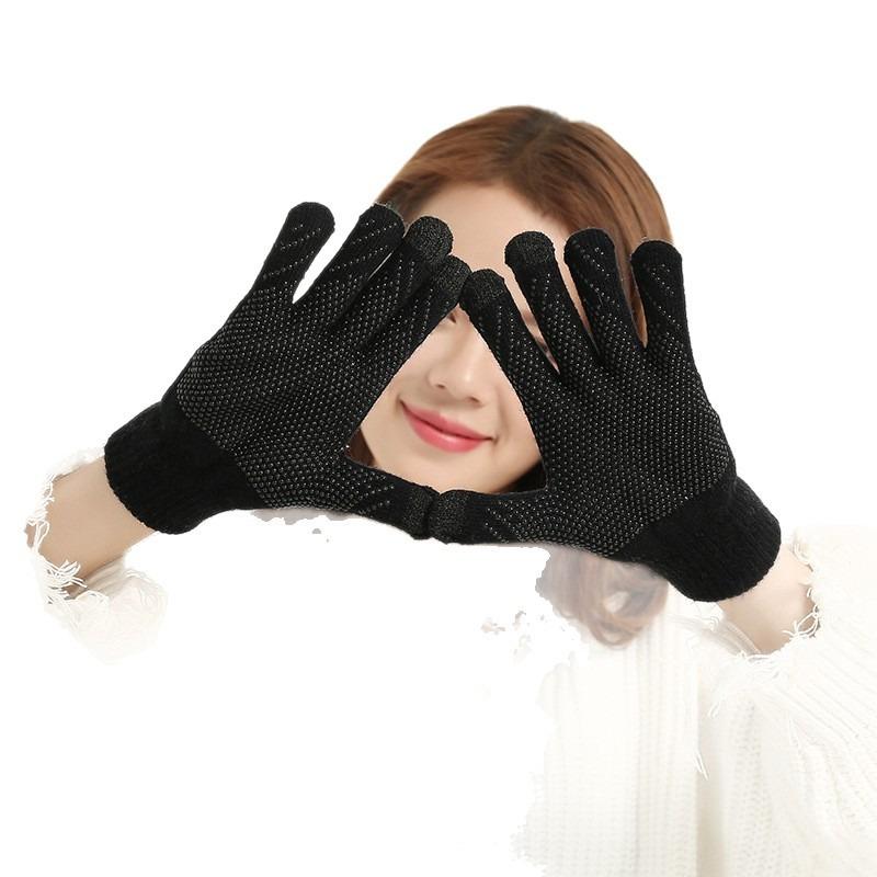 Knitted writing gloves men and women couples autumn and winter piled thickened wool to keep warm, non-slip and cold