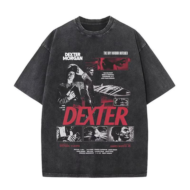 TV Play Dexter Morgan Vintage Washed Tshirts Unisexs Women Clothing Casual Cotton Oversized T Shirts Fashion Hip Hop Tshirt Tops