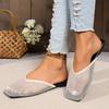 Fashion Women's Flat Shoes Spring New Square Head Deep Mouth Mesh Cloth Breathable Soft Sole Anti-slip Wear-resistant Slippers