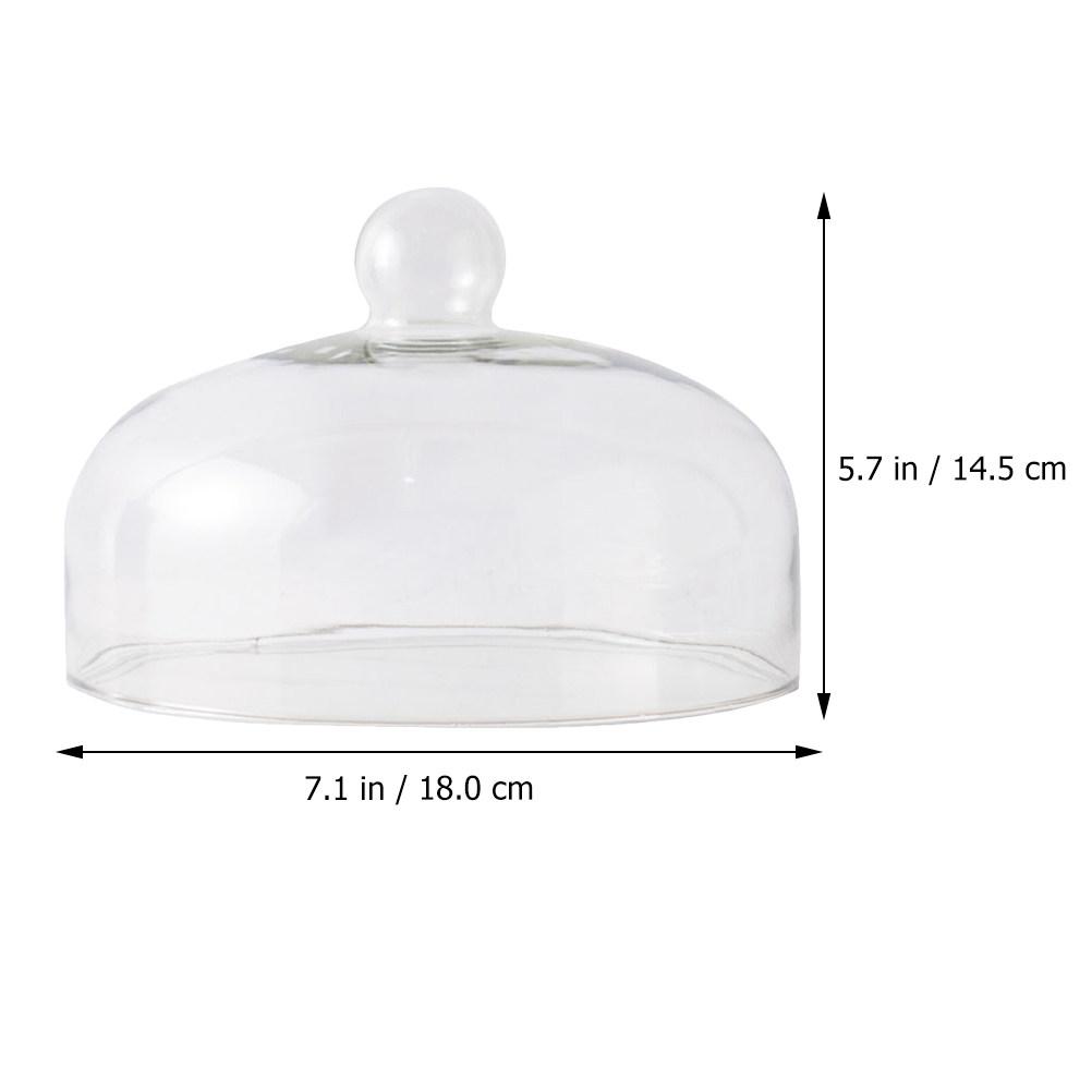 1Pcs Clear Glass Cake Cover Easy to Hold and Clean Round Smooth Handle for Fruit Plate Glass Cover Micro Landscape Protector