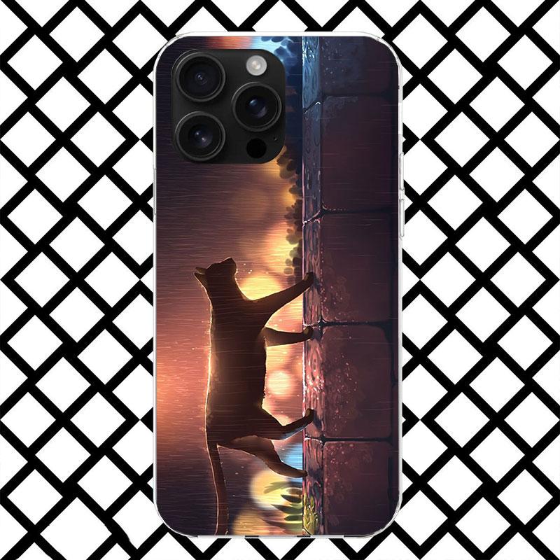 

Anime Cat Rain Animal Phone Case for iPhone 17 Air 16 16E 15 14 Plus 13 Mini 12 11 Pro Max 7 8 + SE 2020 Soft Cover Fundas 11 Pr iPhone 15 Pro Max