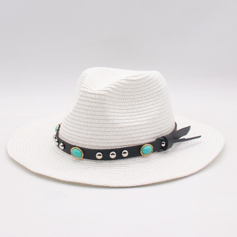 Summer men's and women's sunscreen straw hat sunshade Panama top hat seaside straw wide brim sun hat travel beach hat