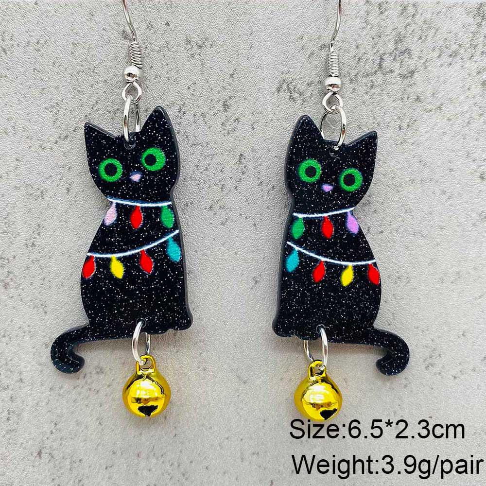 

Cross-Border Christmas Tree & Black Cat Bell Acrylic Earrings