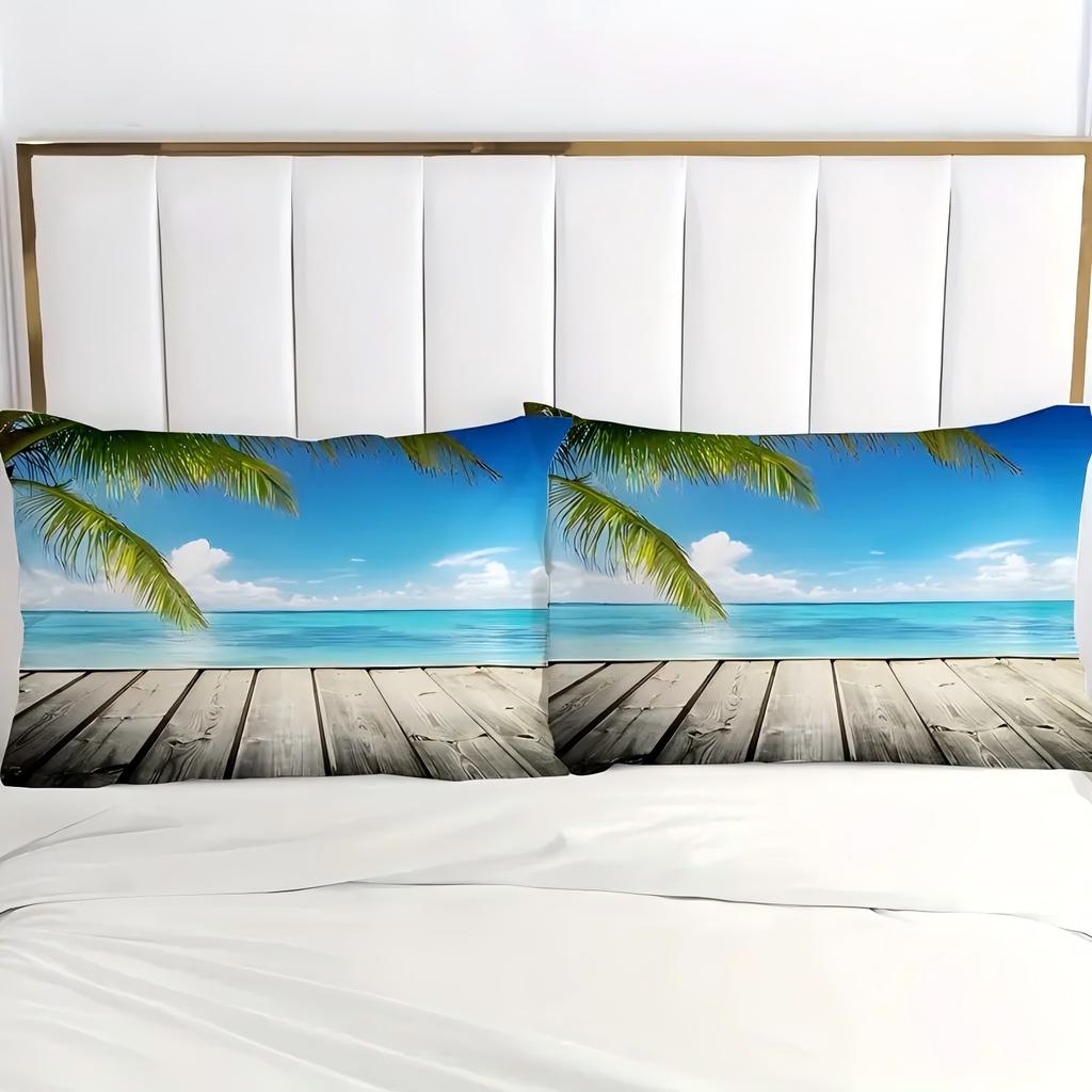 Coconut tree Pattern 3d Printed Duvet Cover Summer Ocean Blue Tropical Style Quilt cover Soft Comfortable Bedding set pillowcase